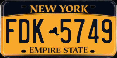 NY license plate FDK5749