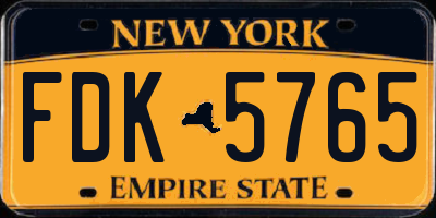 NY license plate FDK5765