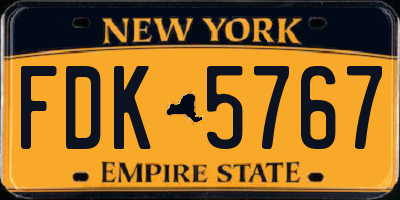 NY license plate FDK5767