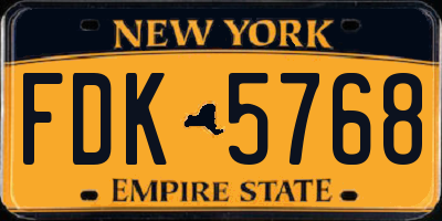NY license plate FDK5768