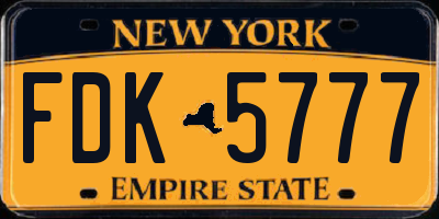 NY license plate FDK5777