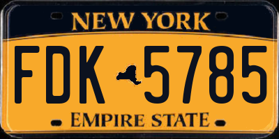 NY license plate FDK5785