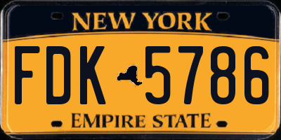 NY license plate FDK5786