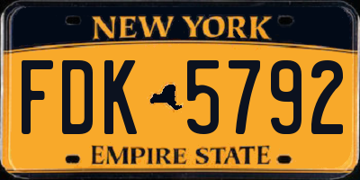 NY license plate FDK5792