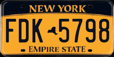 NY license plate FDK5798