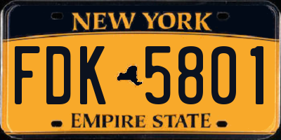 NY license plate FDK5801