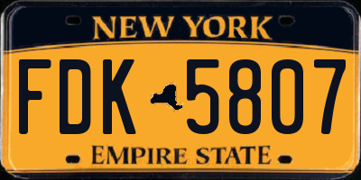 NY license plate FDK5807