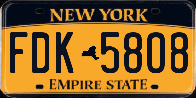 NY license plate FDK5808