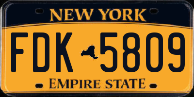 NY license plate FDK5809