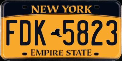 NY license plate FDK5823