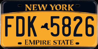 NY license plate FDK5826