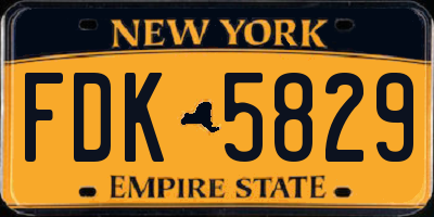 NY license plate FDK5829