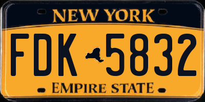 NY license plate FDK5832