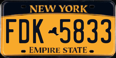 NY license plate FDK5833