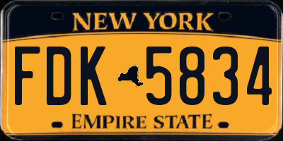 NY license plate FDK5834
