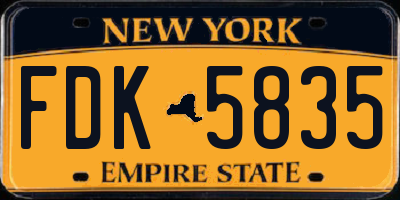 NY license plate FDK5835