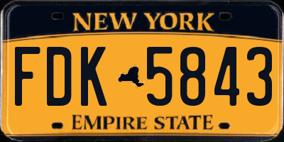 NY license plate FDK5843