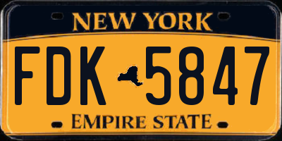 NY license plate FDK5847