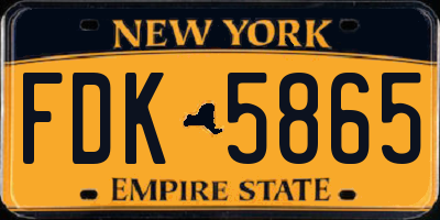NY license plate FDK5865