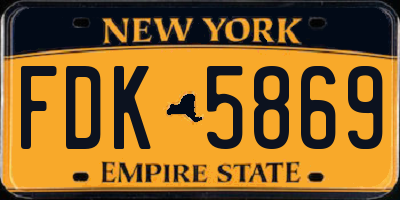 NY license plate FDK5869