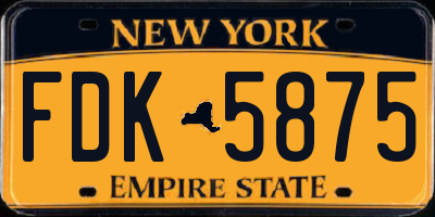NY license plate FDK5875