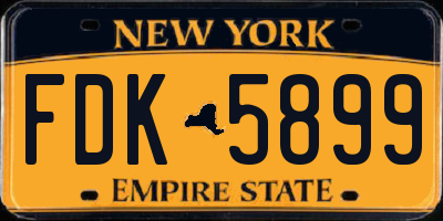 NY license plate FDK5899