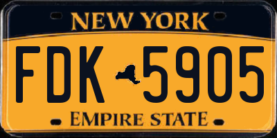 NY license plate FDK5905