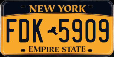 NY license plate FDK5909
