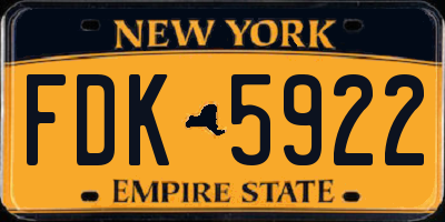 NY license plate FDK5922