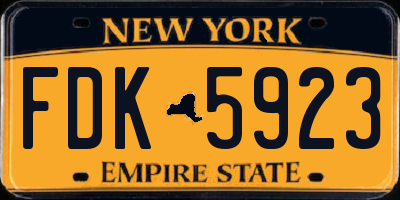 NY license plate FDK5923