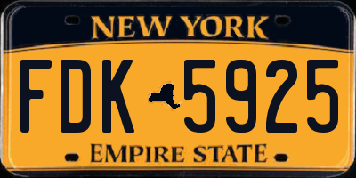 NY license plate FDK5925