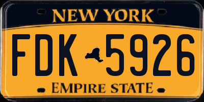 NY license plate FDK5926