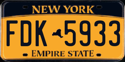 NY license plate FDK5933