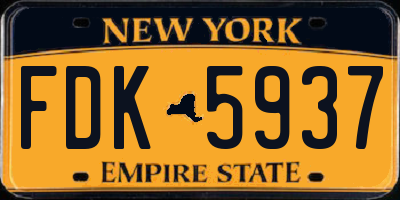 NY license plate FDK5937