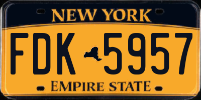 NY license plate FDK5957