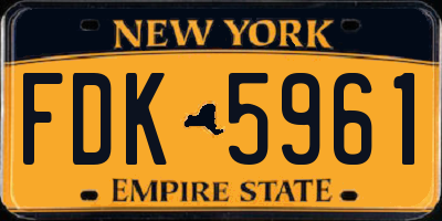 NY license plate FDK5961