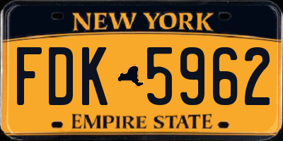 NY license plate FDK5962