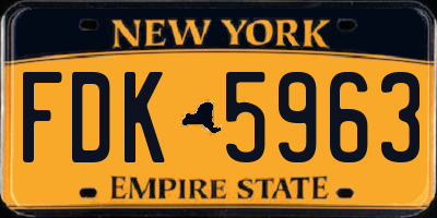 NY license plate FDK5963