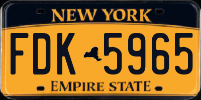 NY license plate FDK5965
