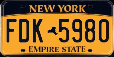 NY license plate FDK5980