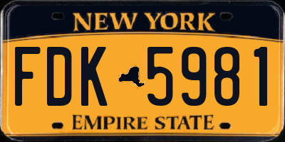 NY license plate FDK5981
