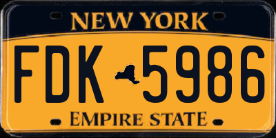NY license plate FDK5986