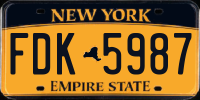 NY license plate FDK5987