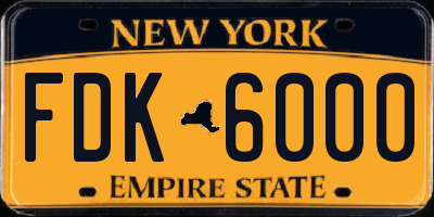 NY license plate FDK6000