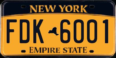 NY license plate FDK6001