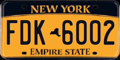 NY license plate FDK6002