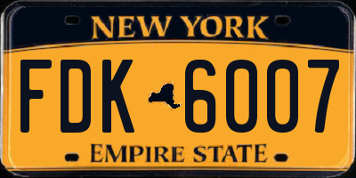 NY license plate FDK6007