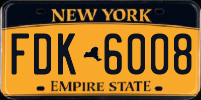 NY license plate FDK6008