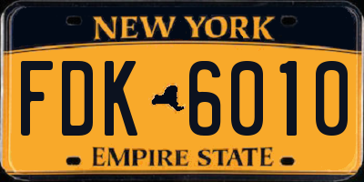 NY license plate FDK6010
