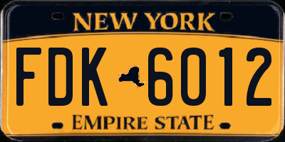 NY license plate FDK6012